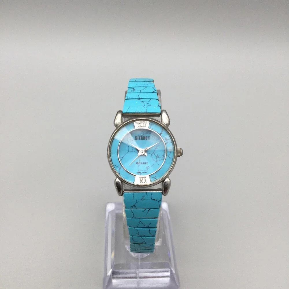 Vintage Gitano Womens Watch 25mm Blue Dial Stretch Band Rivoli New Battery